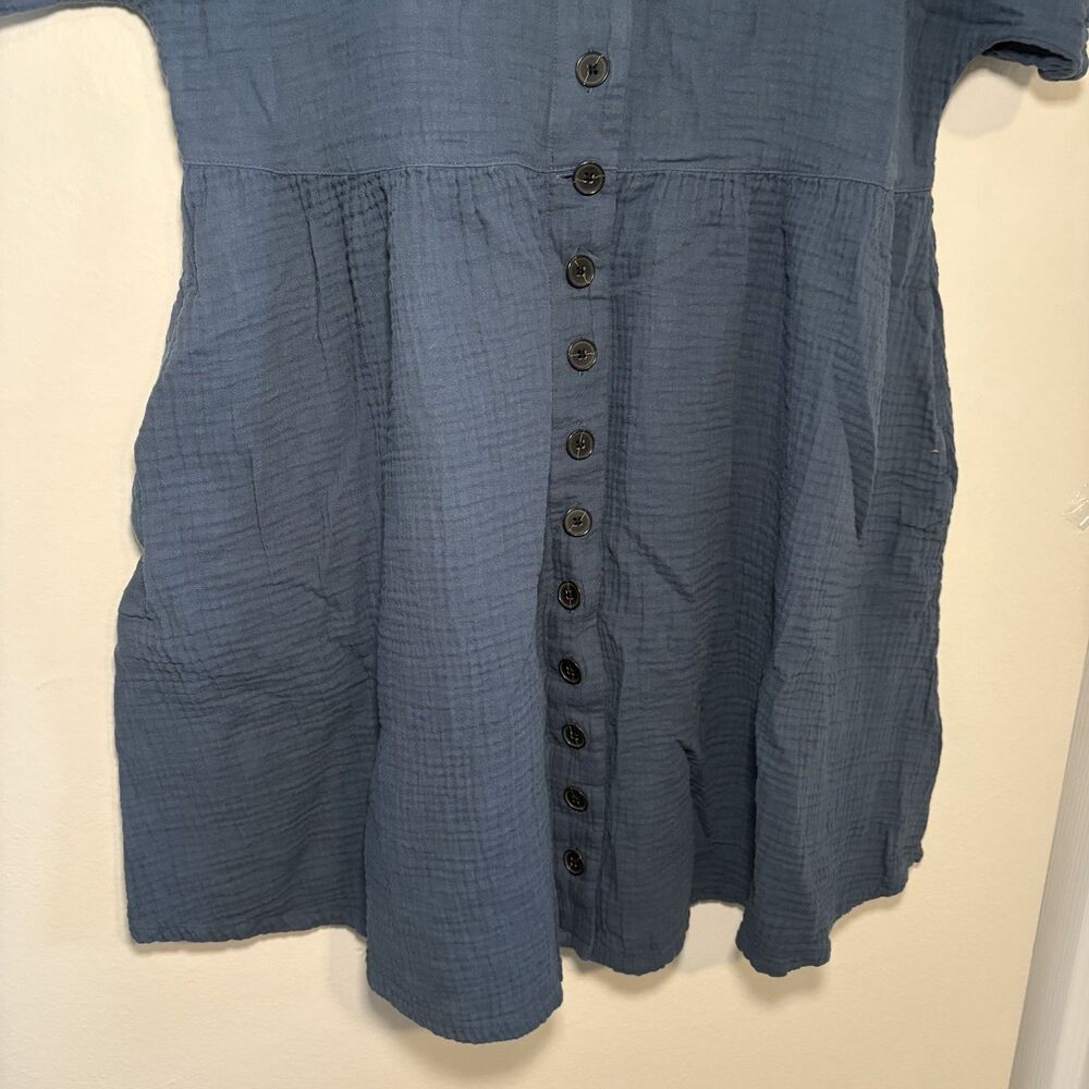 Madewell Lightspun Button Front Minidress Dress Blue Women L - Picture 4 of 8